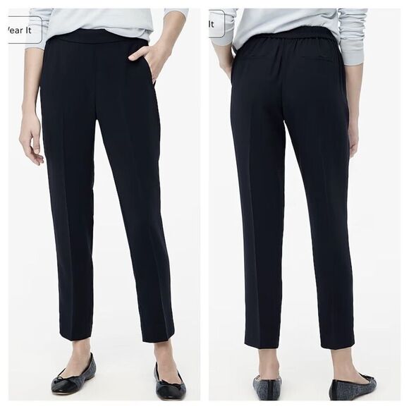 J. Crew Jamie pants with elastic waist Size‎ 8 black - Picture 1 of 8